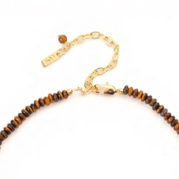 COS Tiger's Eye Beaded Necklace Brown Tan - Picture 3 of 3